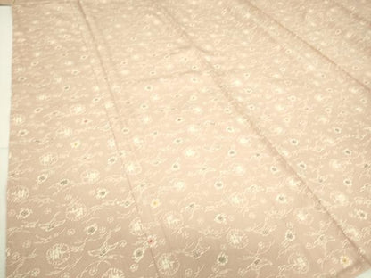 平和屋着物▽上質な小紋　単衣　雪輪花文　鬼しぼ縮緬　正絹　逸品　DAAS0146az