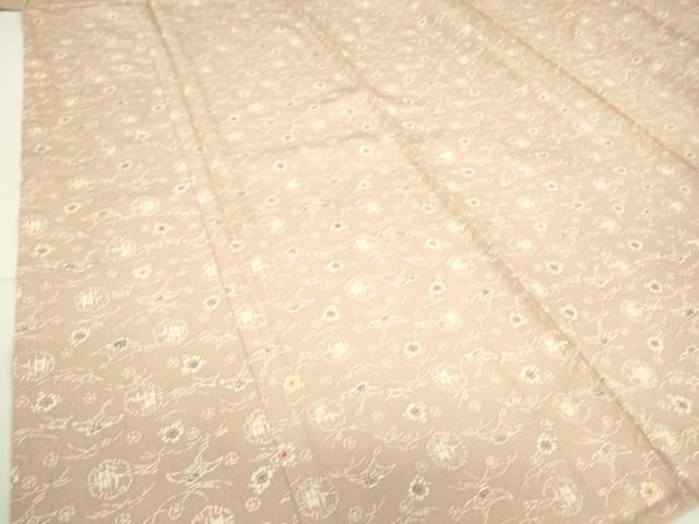 平和屋着物▽上質な小紋　単衣　雪輪花文　鬼しぼ縮緬　正絹　逸品　DAAS0146az