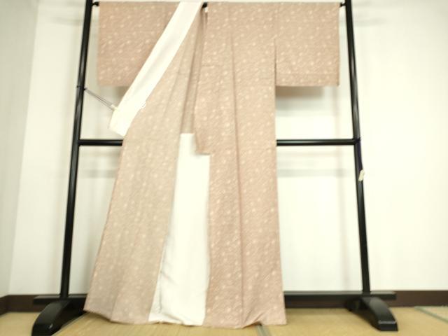 平和屋着物▽上質な小紋　単衣　雪輪花文　鬼しぼ縮緬　正絹　逸品　DAAS0146az