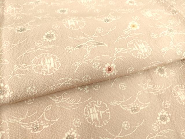 平和屋着物▽上質な小紋　単衣　雪輪花文　鬼しぼ縮緬　正絹　逸品　DAAS0146az