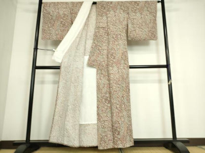 平和屋着物▽上質な小紋 単衣 更紗花文 正絹 逸品 DAAS0148az