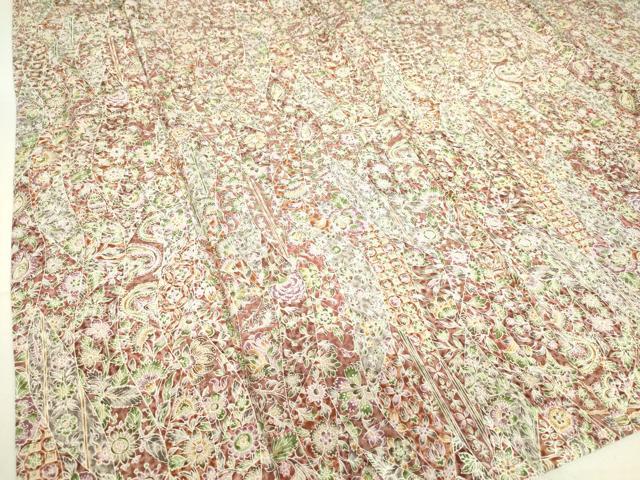 平和屋着物▽上質な小紋 単衣 更紗花文 正絹 逸品 DAAS0148az