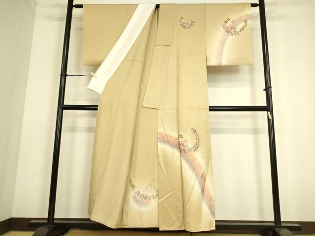 平和屋着物▽訪問着　単衣　花丸文　暈し染め　金彩　正絹　逸品　DAAS0160az