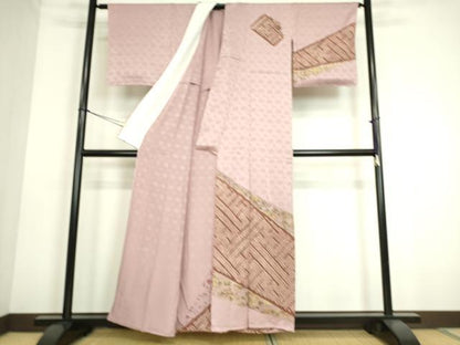 平和屋着物▽訪問着 単衣 絞り 花唐草文 金彩 正絹 逸品 未使用 DAAS0155az