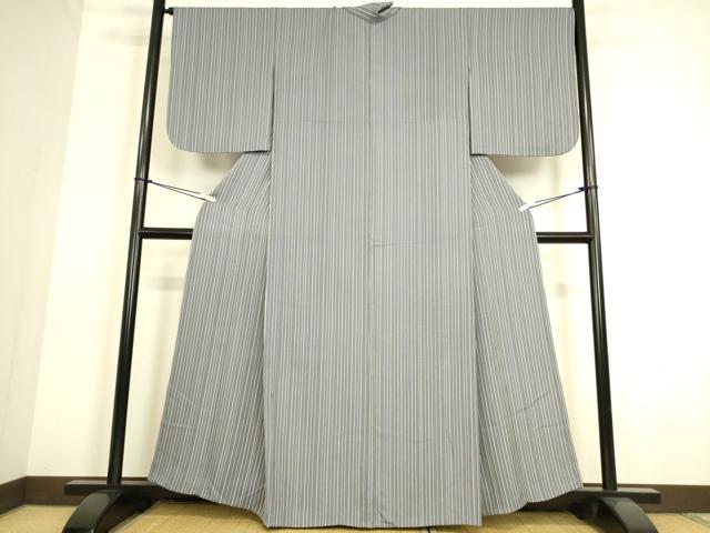 平和屋着物▽上質な小紋　単衣　縞　正絹　逸品　DAAS0166az