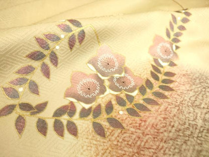 平和屋着物▽訪問着　単衣　花丸文　暈し染め　金彩　正絹　逸品　DAAS0160az