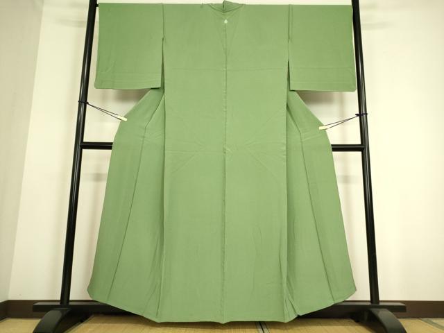 平和屋着物▽上質な色無地　単衣　浅緑色　ますいわ屋扱い　正絹　逸品　DAAS0165az