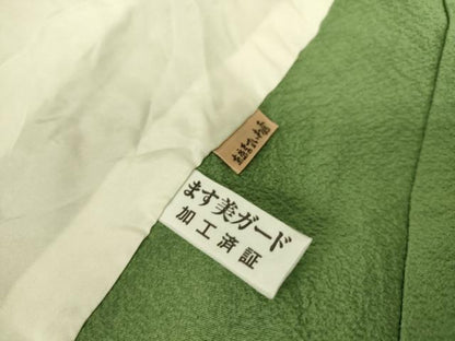 平和屋着物▽上質な色無地　単衣　浅緑色　ますいわ屋扱い　正絹　逸品　DAAS0165az