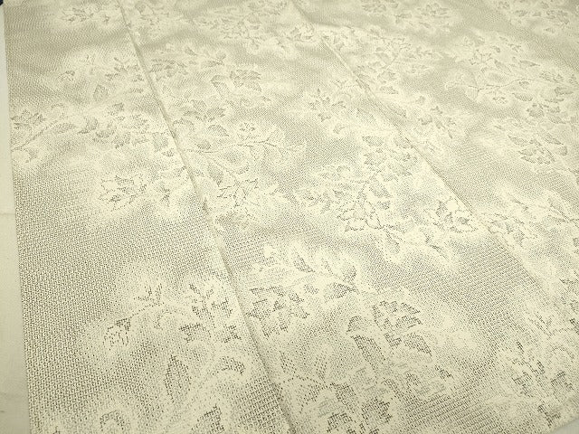 平和屋着物▽本塩沢 単衣 更紗花文 110亀甲 正絹 逸品 DAAS0118az