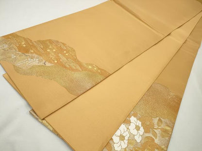 平和屋着物◎太鼓柄袋帯 道長流水花文 金銀彩 正絹 逸品 CAAO4471qe