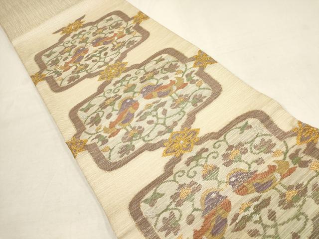 平和屋着物▼六通柄袋帯 花鳥唐草文 金銀糸 正絹 逸品 AAAU1733wj