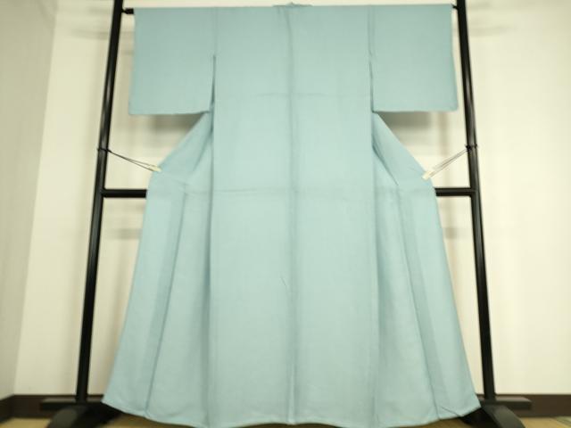 平和屋着物▽上質な色無地 単衣 霞地紋 水色 正絹 逸品 DAAS0294az