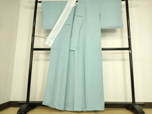平和屋着物▽上質な色無地 単衣 霞地紋 水色 正絹 逸品 DAAS0294az