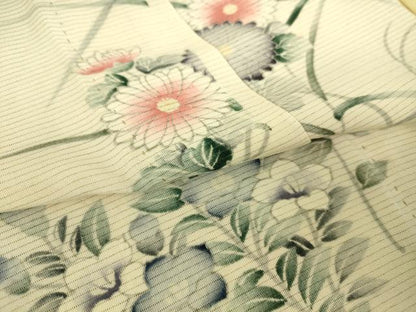 平和屋着物▽訪問着 無双 紗袷 紗×絽 吉祥花文 暈し染め 正絹 逸品 DAAS0291az