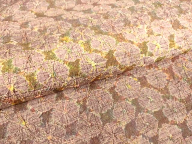 平和屋着物▽上質な小紋 単衣 紬地 蜘蛛絞り 横段文 正絹 逸品 DAAS0293az