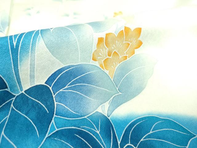 平和屋着物▽訪問着　単衣　草花文　正絹　逸品　DAAS0186az