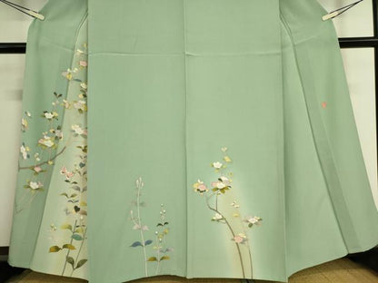 平和屋着物▽訪問着 単衣 友禅 作家物 枝花文 暈し染め さが美扱い 正絹 逸品 DAAS0198az