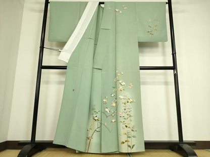 平和屋着物▽訪問着 単衣 友禅 作家物 枝花文 暈し染め さが美扱い 正絹 逸品 DAAS0198az