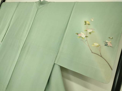 平和屋着物▽訪問着 単衣 友禅 作家物 枝花文 暈し染め さが美扱い 正絹 逸品 DAAS0198az