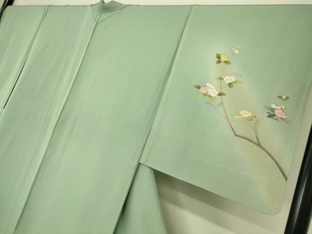 平和屋着物▽訪問着 単衣 友禅 作家物 枝花文 暈し染め さが美扱い 正絹 逸品 DAAS0198az