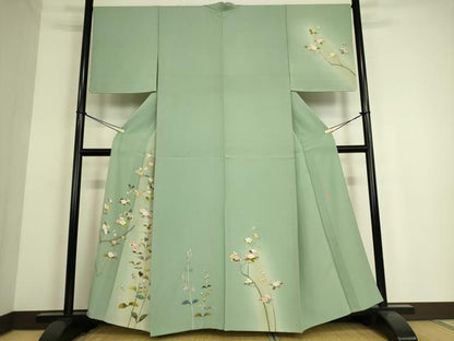 平和屋着物▽訪問着 単衣 友禅 作家物 枝花文 暈し染め さが美扱い 正絹 逸品 DAAS0198az
