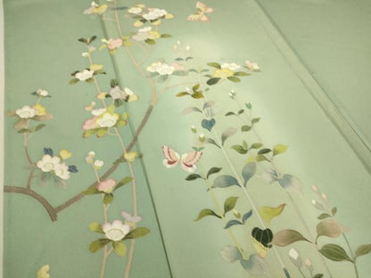 平和屋着物▽訪問着 単衣 友禅 作家物 枝花文 暈し染め さが美扱い 正絹 逸品 DAAS0198az