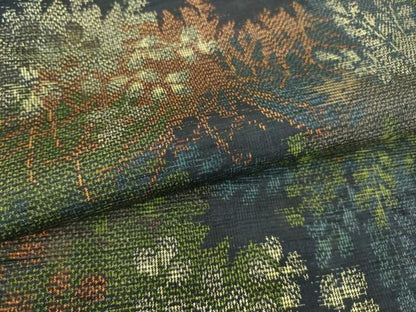 平和屋着物▽上質な紬 単衣 樹林文 正絹 逸品 DAAS0197az