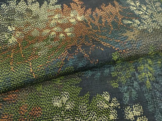 平和屋着物▽上質な紬 単衣 樹林文 正絹 逸品 DAAS0197az