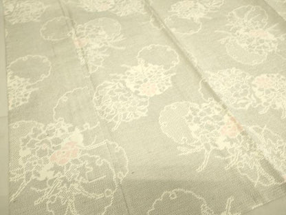 平和屋着物▽本塩沢 単衣 雪輪花文 110亀甲 正絹 逸品 DAAS0212az