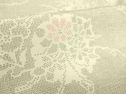 平和屋着物▽本塩沢 単衣 雪輪花文 110亀甲 正絹 逸品 DAAS0212az