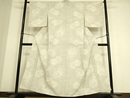 平和屋着物▽本塩沢 単衣 雪輪花文 110亀甲 正絹 逸品 DAAS0212az