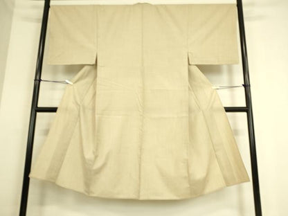 平和屋着物▽男性　紬　単衣　練色　正絹　逸品　DAAS0215az