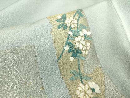 平和屋着物▽訪問着 単衣 総刺繍 寿光織 短冊花文 金銀糸 正絹 逸品 DAAS0224az