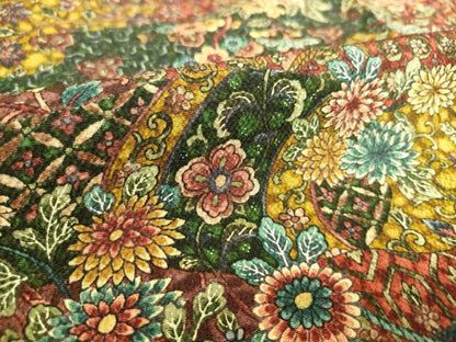 平和屋着物▽伝統工芸士 更清 小紋 単衣 更紗花文 正絹 逸品 DAAS0210az