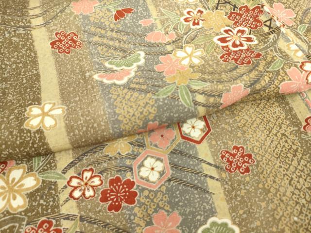 平和屋着物▽上質な小紋 単衣 籬吉祥花文 正絹 逸品 DAAS0223az