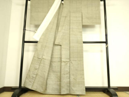 平和屋着物▽上質な紬 単衣 格子 正絹 逸品 DAAS0216az