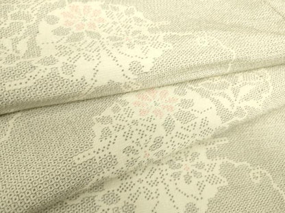 平和屋着物▽本塩沢 単衣 雪輪花文 110亀甲 正絹 逸品 DAAS0212az