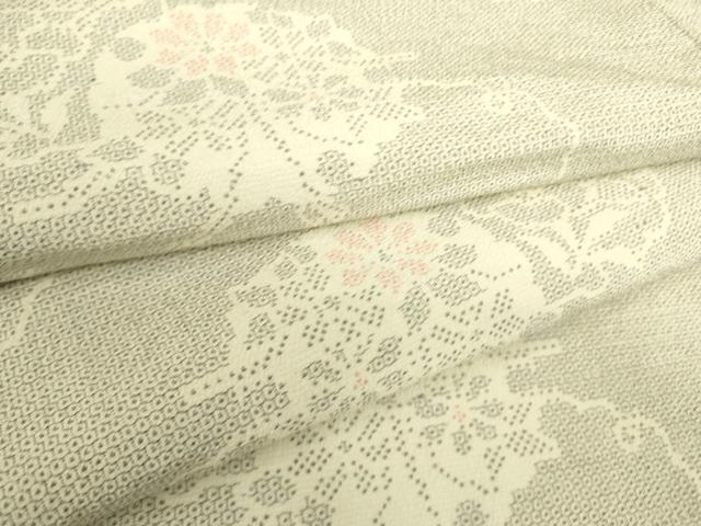 平和屋着物▽本塩沢 単衣 雪輪花文 110亀甲 正絹 逸品 DAAS0212az