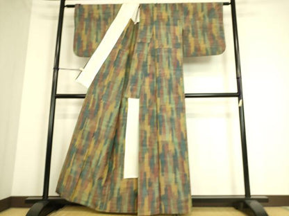 平和屋着物▽上質な紬 単衣 霞文 正絹 逸品 DAAS0236az