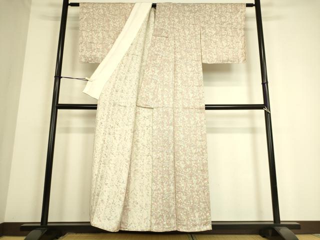 平和屋着物▽上質な小紋　単衣　花籠文　正絹　逸品　DAAS0226az