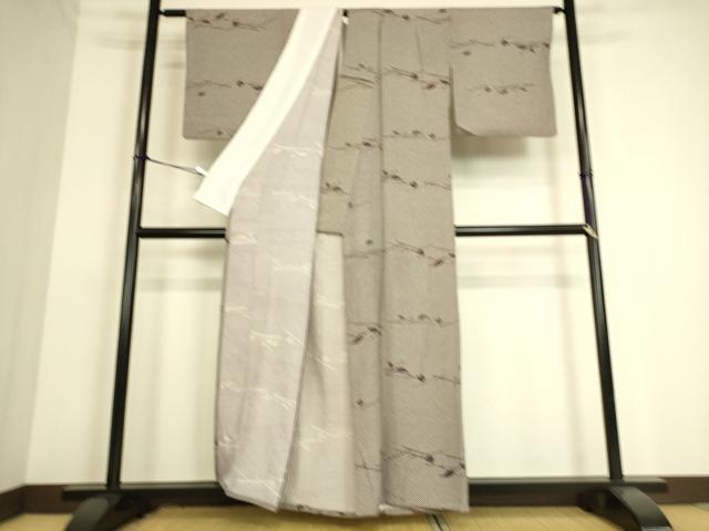 平和屋着物▽上質な小紋　単衣　横段草花文　正絹　逸品　DAAS0230az