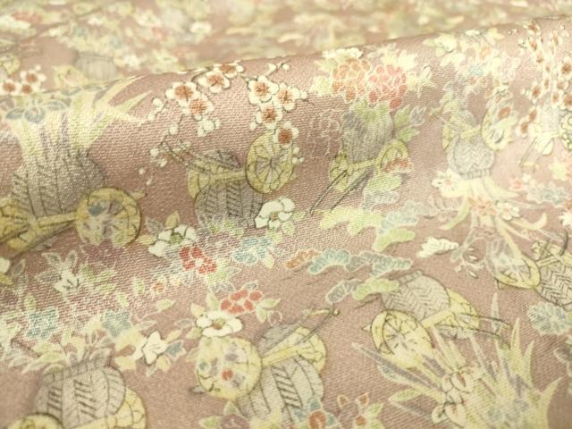 平和屋着物▽上質な小紋　単衣　花籠文　正絹　逸品　DAAS0226az