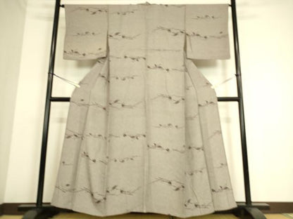 平和屋着物▽上質な小紋　単衣　横段草花文　正絹　逸品　DAAS0230az