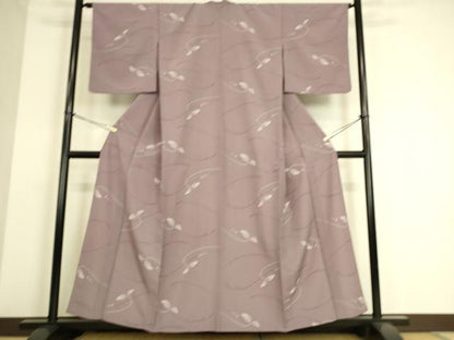 平和屋着物▽小紋 単衣 舞葉文 洗える着物 DAAS0227az