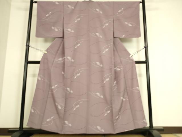 平和屋着物▽小紋 単衣 舞葉文 洗える着物 DAAS0227az