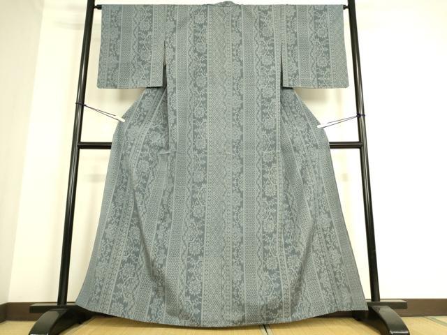 平和屋着物▽本塩沢 単衣 洋花間道 正絹 逸品 DAAS0234az