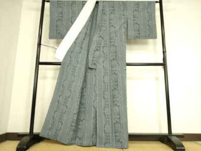 平和屋着物▽本塩沢 単衣 洋花間道 正絹 逸品 DAAS0234az