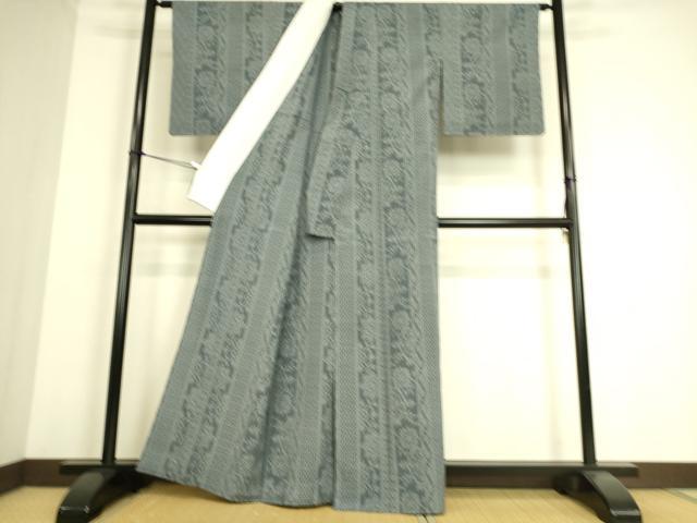 平和屋着物▽本塩沢 単衣 洋花間道 正絹 逸品 DAAS0234az