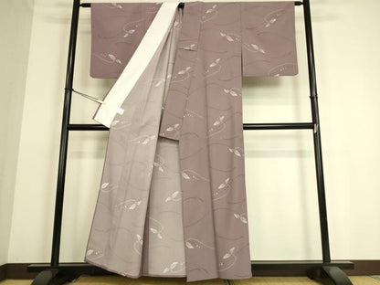 平和屋着物▽小紋 単衣 舞葉文 洗える着物 DAAS0227az