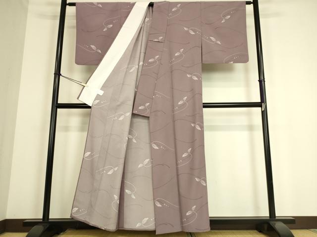 平和屋着物▽小紋 単衣 舞葉文 洗える着物 DAAS0227az
